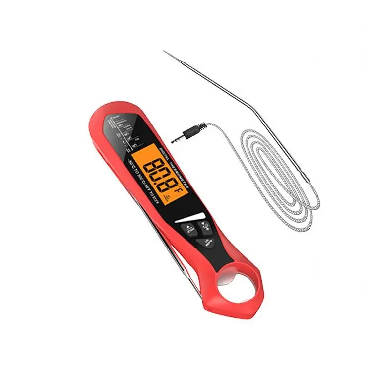 Termómetro electrónico de doble sonda para alimentos, termómetro para barbacoa, termómetro plegable para Cocina