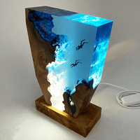 Lampe en résine époxy faite à la main pour la décoration intérieure, veilleuse de plongeurs, lampe de table micro-paysage, ornement unique, meilleurs cadeaux pour amis