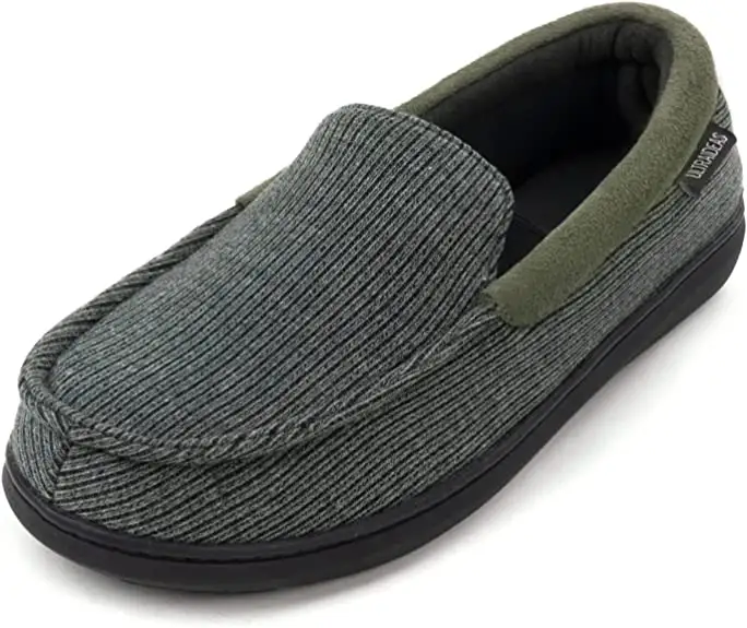 Pala Slippers for Men Breathable Knit Memory Foam Slip-on House Shoes with Non-skid Indoor Outdoor Rubber Sole for Men