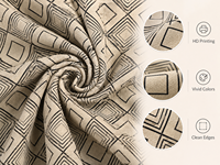 Tissu en lin et coton imprimé numérique personnalisé de qualité supérieure, motif géométrique minimaliste, respirant, 135 g/m², pour robes et chemises