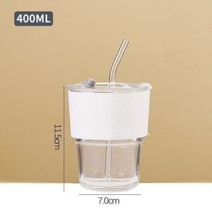 Forniture Spot 400 ml tazza in bianco Logo personalizzato <span class=keywords><strong>acqua</strong></span> Cola potabile può vetro trasparente tazze da caffè con coperchi e cannucce - Product Image 4
