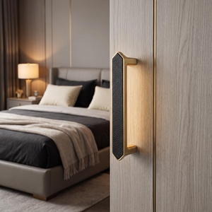Modern Gold Cabinet Handles Zinc Alloy Leather Inlaid Drawer Pulls Luxury Furniture Hardware Kitchen Wardrobe <strong>Door</strong> Handles - Product Image 4