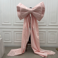 Nouveau Nœud Géant Rose Brillant en Tissu Satiné pour Décoration de Fond de Scène de Mariage, Fête d'Anniversaire, Baby Shower et Événements