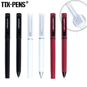 TTX Custom Logo Luxury Blue Black Lapicero Espia penne a sfera penne da scrittura in metallo nero opaco