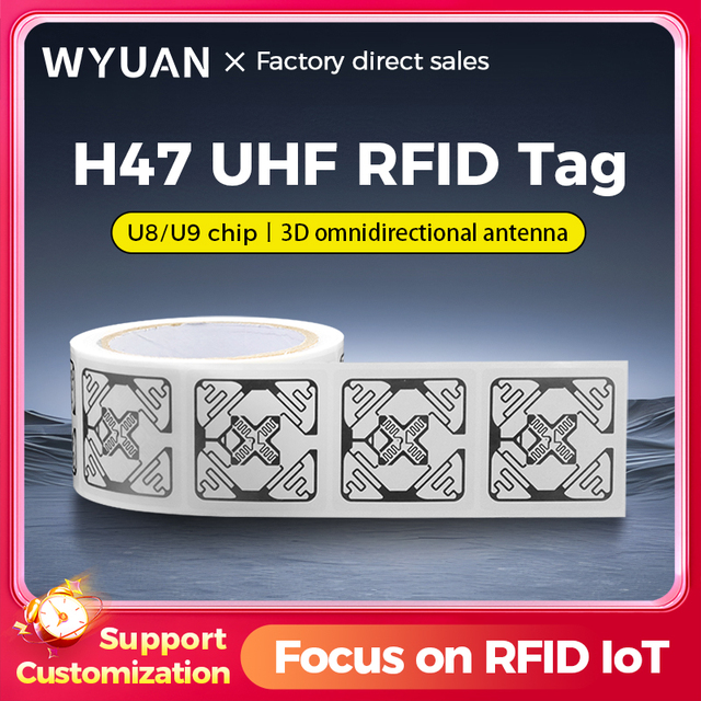 H47 UHF RFID Electronic Tag 860-960MHz Self-Adhesive Sticker Wet Inlay Coated Paper U8/U9 Chip ISO18000-6C Label with 3D Antenna