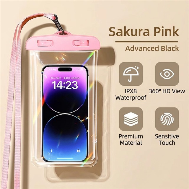 Universal Waterproof Fashion Mobile Phone Dry Bag Underwater TPU Floating Phone Case Button Closure for Diving Boating Swimming