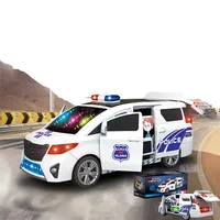 Voiture de police électrique transformable en plastique pour garçons, jouet rotatif à 360 degrés, fonctionnant sur piles, avec portes ouvrables, pour enfants