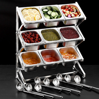 Équipement de cuisine pour buffet d'hôtel, support pour plats GN en acier inoxydable, réchaud avec rangement pour condiments