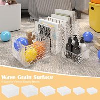Présentoirs d'ondulation de l'eau en acrylique de 6 tailles différentes avec étagères de supermarché à fond creux en grain de vague