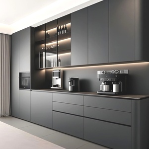Mueble de Pared Minimalista de Madera para Sala de Estar y Comedor con Puertas de Vidrio, Diseño Ecológico que Ahorra Espacio para Uso en Villas y Hoteles - Product Image 3