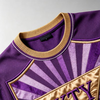 Chemises en tricot violettes de haute qualité sur mesure ODM, logo personnalisé, pull pour homme, broderie de patch, tricots violets pour homme