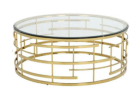 Table basse ronde en verre et acier inoxydable, meuble de salon populaires, livraison gratuite - Product Image 4