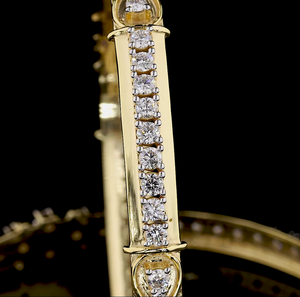 Miralisse Teardrop Lab Diamond <b>Bangles</b> Hybrid-Motif Sculpted Whimsy 14K Yellow <b>Gold</b> 9.20 Ct. VVS2 Clarity - Product Image 4