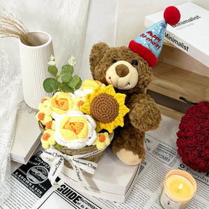 Cappuccino eternal flower simulation flower <b>bear</b> hug bucket girl birthday Gift wholesale - Product Image 2