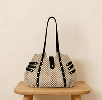 Sac de plage en paille tressé à la main, léger, style bohème, avec deux anses, pour femme, design original, fabrication directe usine