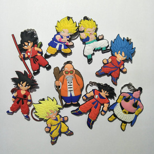 Porte-clés Double face en caoutchouc PVC, 40 modèles populaires Anime <span class=keywords><strong>DBZ</strong></span> Goten Vegeta Saiyan porte-clés - Product Image 2