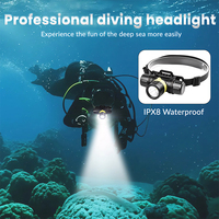 Tête de plongée lampe de poche torche phare Led sous-marin XHP70 1000 Lumen lampe frontale de plongée IPX8 étanche 2 Modes parfait pour la plongée sous-marine