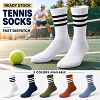 Chaussettes de sport professionnelles montantes à trois bandes blanches, côtelées, respirantes et antibactériennes, vente en gros