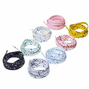 Cordones planos YS Cross-border Splash Ink de 8 mm al por mayor para zapatillas deportivas casuales AF1, par pequeño blanco - Product Image 2