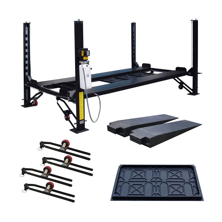 أفضل سعر قدرة 9000lb الهيدروليكية منصة رافعة رُباعية الأعمدة للسيارات مع عجلات للبيع