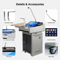 Podio Digital S800SN con Certificación CE y CCC, Pantalla Táctil Inteligente de 21.5 Pulgadas, Podio Inteligente de Metal con Micrófono, Multimedia para Aula