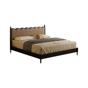 <span class=keywords><strong>Letto</strong></span> Moderno 2026 Stile Americano, <span class=keywords><strong>Letto</strong></span> Matrimoniale Vintage in Legno Massello Nero <span class=keywords><strong>con</strong></span> Imbottitura Morbida, Design a Onda per Camera da <span class=keywords><strong>Letto</strong></span> Principale - Product Image 4