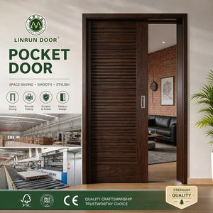 Apartment Use Pocket Interior <strong>Door</strong> <strong>Recessed</strong> Handle Hidden Track <strong>Sliding</strong> <strong>Door</strong> Custom Wooden Pocket <strong>Door</strong> for Bedroom <strong>Bathroom</strong> - Product Image 4