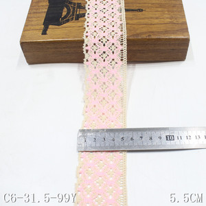 Ribete de Encaje de Algodón <span class=keywords><strong>Cluny</strong></span> 100% Bicolor de 5cm de Ancho, Color Rosa, Bordado, para Accesorios de Ropa - Product Image 5