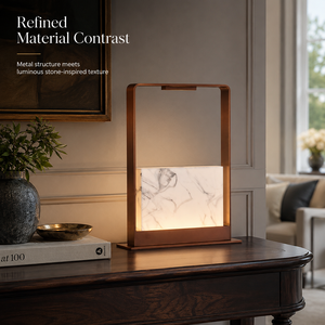 Luxury Modern Marble Effect LED Table Lamp Metal Frame Decorative Nightstand Lamp for Bedroom Living Room Hotel Project - Product Image 2