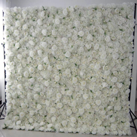 Toile de fond de taille personnalisée enroulable de mur de fleurs artificielles pour la décoration de scène de mariage