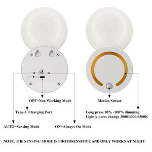 مصباح حائط ذكي بتصميم نورديك حديث قابل لإعادة الشحن عبر USB مع مستشعر حركة لاسلكي وإضاءة ليلية LED مغناطيسية للسرير - Product Image 6