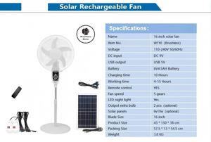 Solar Powered <b>Fan</b> Standing Solar <b>Fan</b> Solar Rechargeable Emergency <b>Fan</b> - Product Image 1