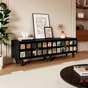 Vintage Style Solid Wood TV <b>Cabinet</b> French Floor Standing <b>Storage</b> Living Room Sofa <b>Cabinet</b> Entryway Decorative Furniture - Product Image 2