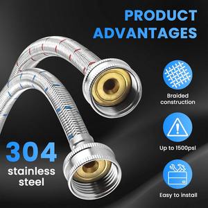 Meilleur Prix Robinet Manuel en Acier Inoxydable 304 de 6 Pieds Anti-éclatement 3/4" FHT Filetage Standard pour Eau Chaude et Froide pour Lave-linge Hôtel Extérieur - Product Image 2