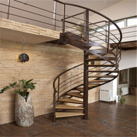 Escalier en colimaçon commercial personnalisé pour villa facile à installer Escalier hélicoïdal d'intérieur en bois pour résidents