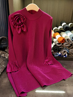 Jupe plissée mi-mollet décontractée haut de gamme brodée sur l'épaule, coupe ample grande taille, style japonais Miyake Fleurs, 100% Polyester
