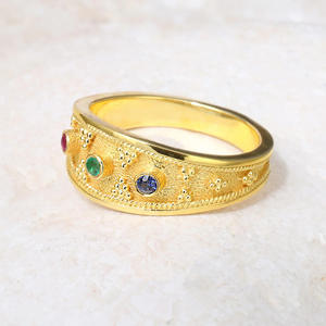 Anello T0314 con Gemma Dorata, Motivo a Stella, Incastonatura a Castone, Zircone, Unisex, per Uso Quotidiano, Anelli Raffinati - Product Image 5