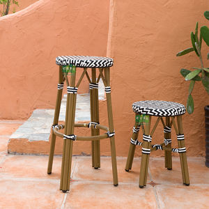 Taburete de Bar Redondo de Mimbre Estilo Bistró Francés con Aspecto de Bambú para Exteriores EASE (E1079) - Product Image 3