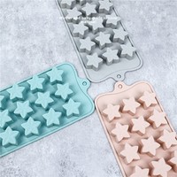 Molde de Silicona con Forma de Estrella de Cinco Puntas (15 Estrellas) para Chocolate, Gelatina, Pastel, Helado, Repostería DIY, Apto para Horno