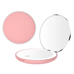 Round <b>Compact</b> <b>Mirror</b> With Lighted Double Sided Foldable Makeup <b>Mirror</b> Plastic Frame Mint Green Color - Product Image 3