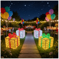 Vente en gros de boîtes cadeaux LED en alliage d'aluminium pour l'extérieur, IP65, haute luminosité, effet lumineux de Noël et du Nouvel An, télécommande