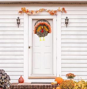 Décorations de porte de Thanksgiving décor de dinde couronne de Thanksgiving décorations de dinde automne Thanksgiving porte cintre gobble - Product Image 3