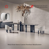 Designer-Esstisch im Luxus-Stil, Anpassbar, Massivholz aus Nordamerika, Marmorplatte, Rund, 8-Sitzer, Modern und Hochwertig