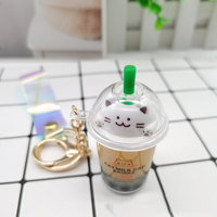 Porte-clés personnalisé de haute qualité 2d 3d thé à bulles liquides solides Boba thé au lait porte-clés personnalisé pour cadeau promotionnel