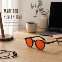 Lunettes anti-lumière bleue, monture ronde en acétate, logo personnalisé, vente en gros, lunettes d'ordinateur pour le bureau, le jeu, la lecture, unisexe