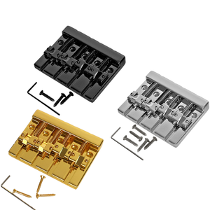 Bass Guitar Bridge 4 <b>String</b> Polished Brass Durable Finish Black Silver Gold Options - Product Image 1