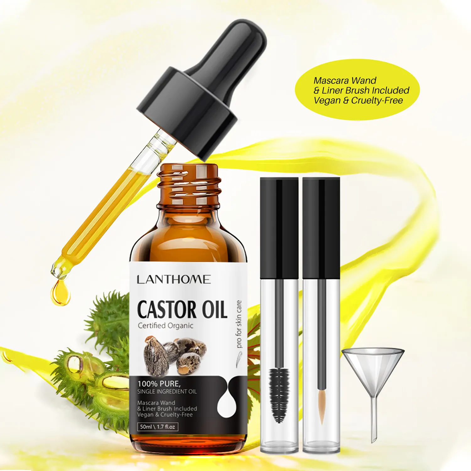 OEM Serum bulu mata organik Cold Pressed Hexane Free Jamaika Black Castor Oil