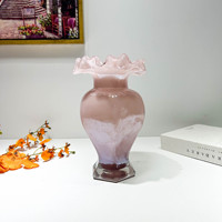 Vase de table en verre antique français moderne, haute esthétique, élégant, grand format, pour arrangement floral hydroponique, décoration haut de gamme