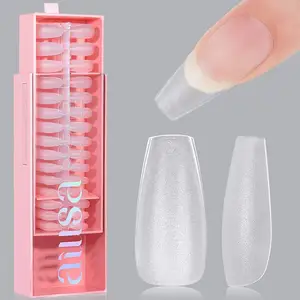 Aillsa Wholesale Acrylic 450 PCS 15 Sizes Medium Coffin Full Matte Full Cover Nail Tips Artificial Nail Tip Soft Gel Nail Tips