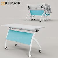 Table de formation pliante en métal mobile de conception simple de pièce de bureau moderne avec des roues